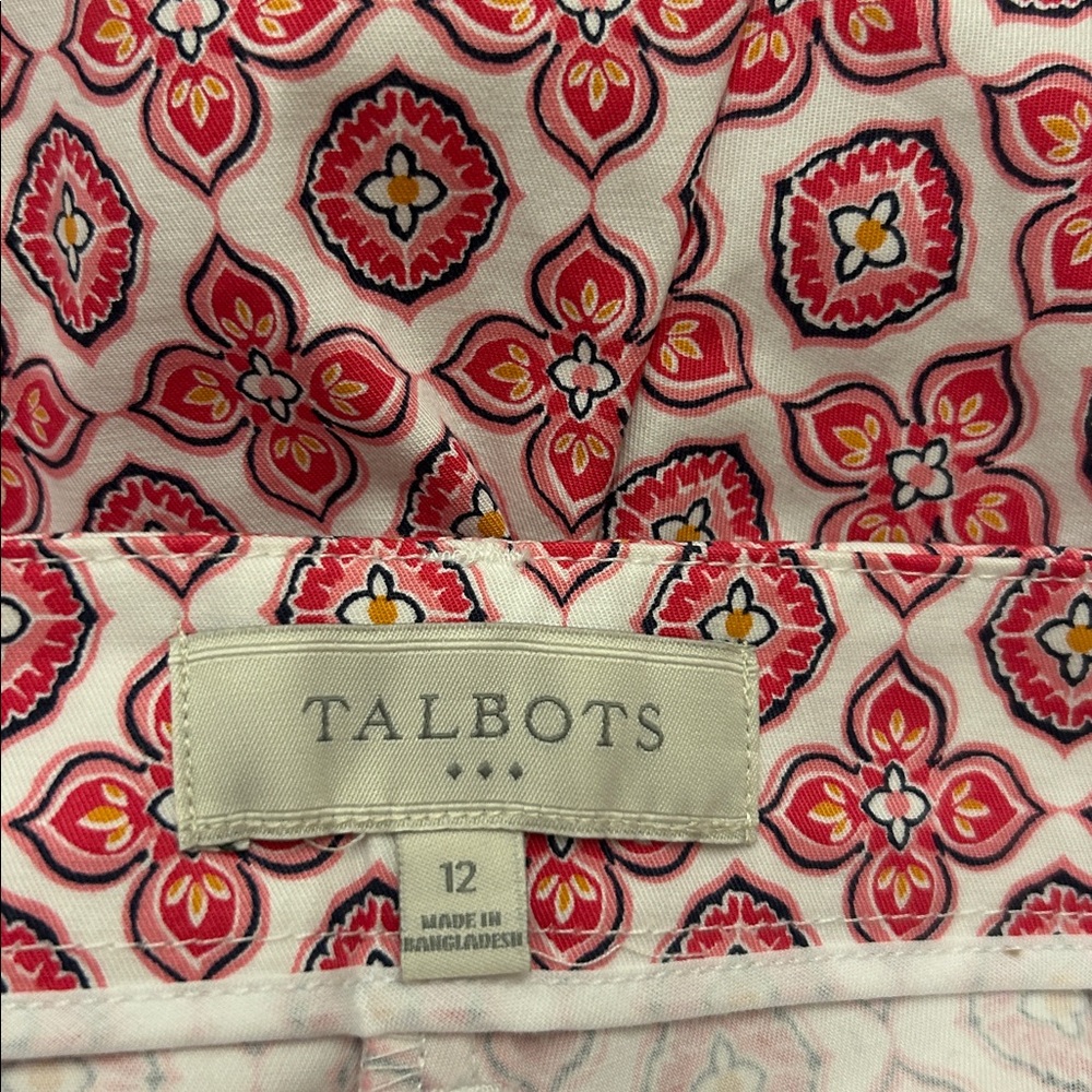Talbots Red White Patterned Ankle Pants Size 12 E… - image 7